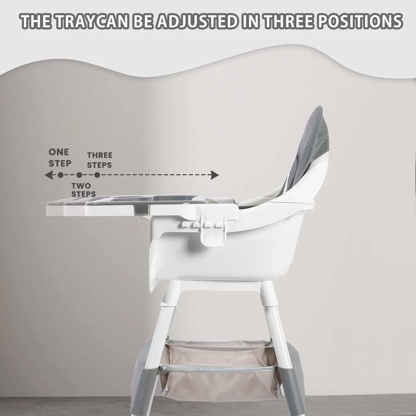 Chaise haute portable convertible Mybooni — Double plateau repas et jeux