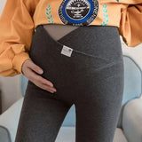 Legging maternité coton bas ventre taille basse - pantalon casual femme enceinte printemps-automne