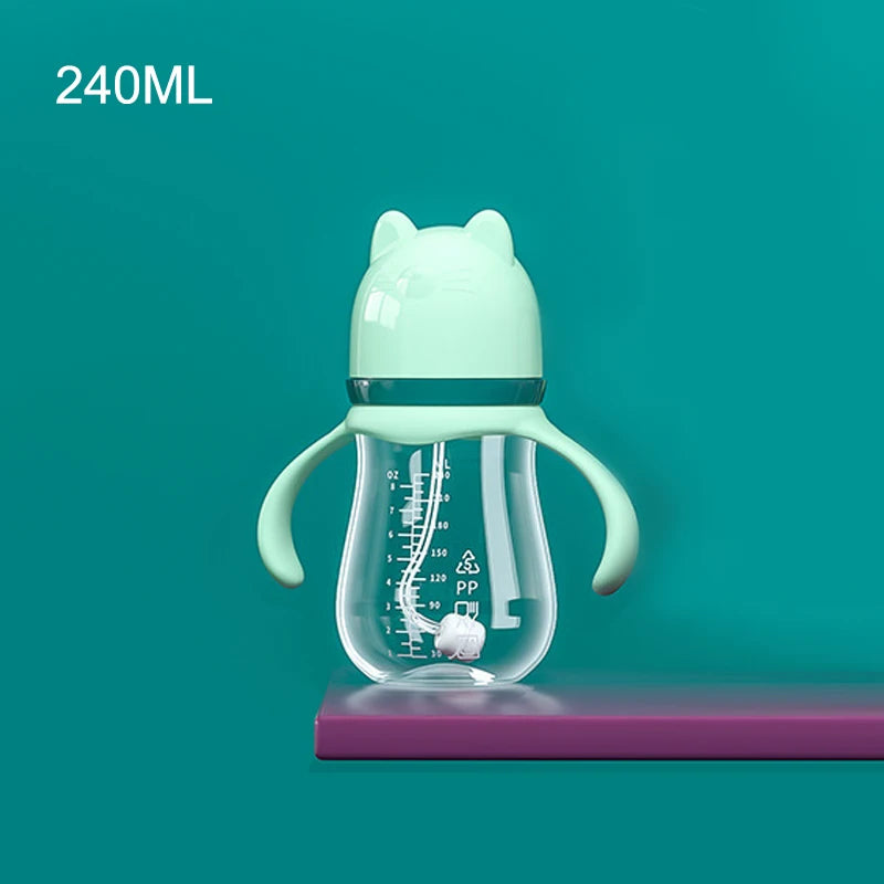 Biberon anti-coliques col large avec bille gravité et tétine silicone
