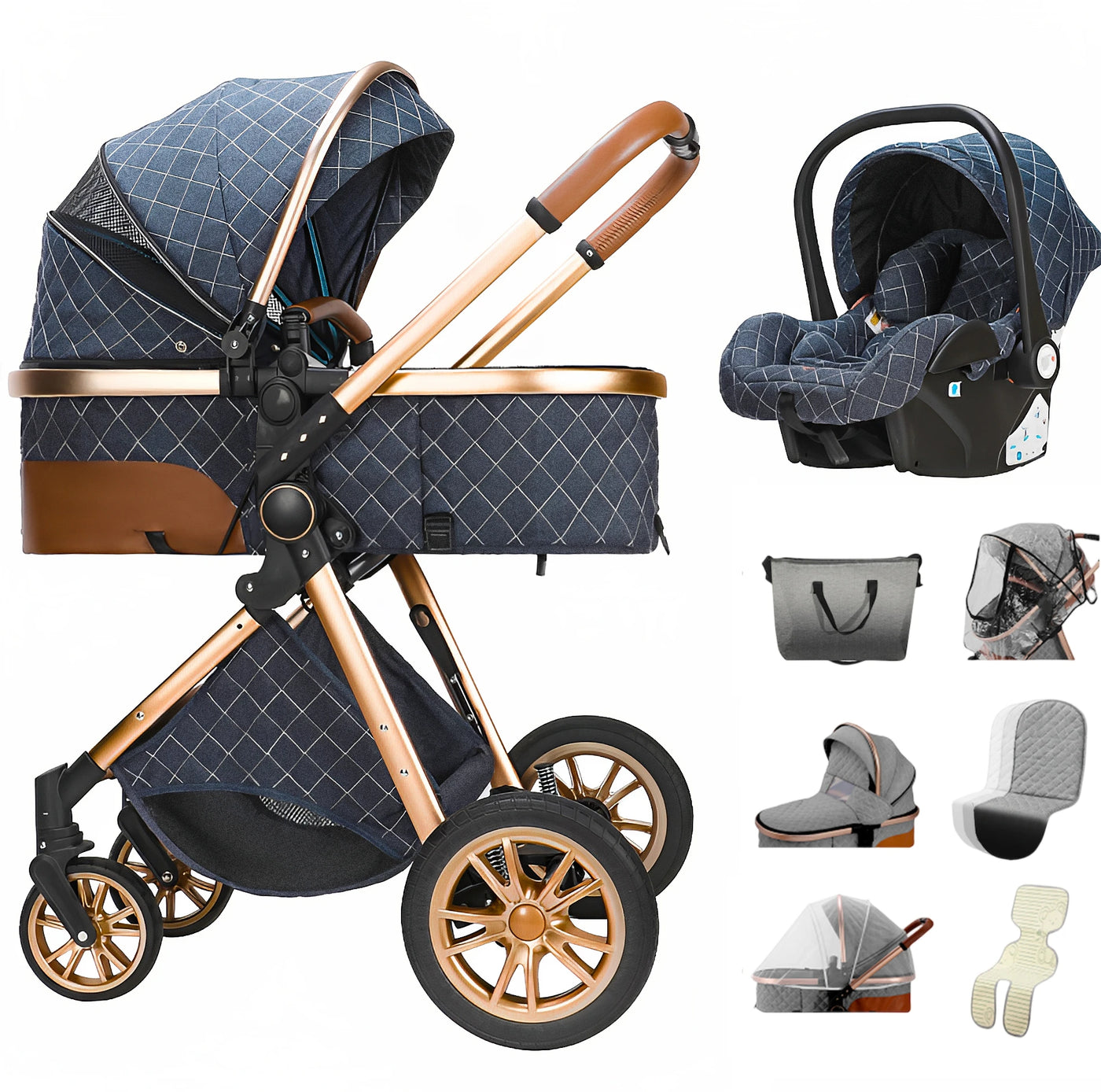 Poussette 3-en-1 pliante multifonctionnelle avec siège de sécurité livraison EU