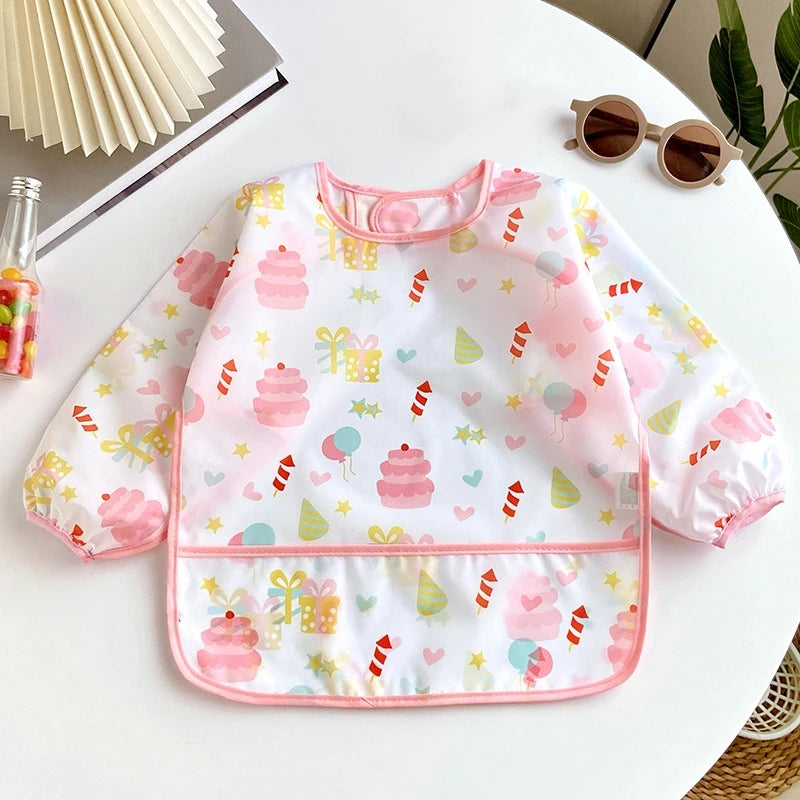 Bavoir tablier imperméable bébé manches longues - smock alimentation enfant plastron bavette vêtement