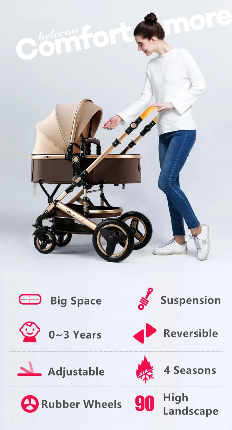 Poussette 3-en-1 pliante multifonctionnelle avec siège de sécurité livraison EU