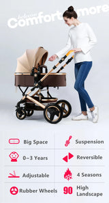 Poussette 3-en-1 pliante multifonctionnelle avec siège de sécurité livraison EU