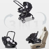 Poussette rose 4-en-1 avec nacelle siège auto de luxe pliable livraison EU
