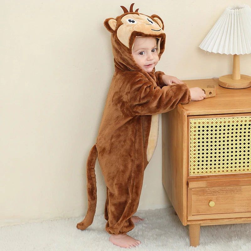 Grenouillère hiver animaux à capuche Mybooni — Combinaison 0-18M