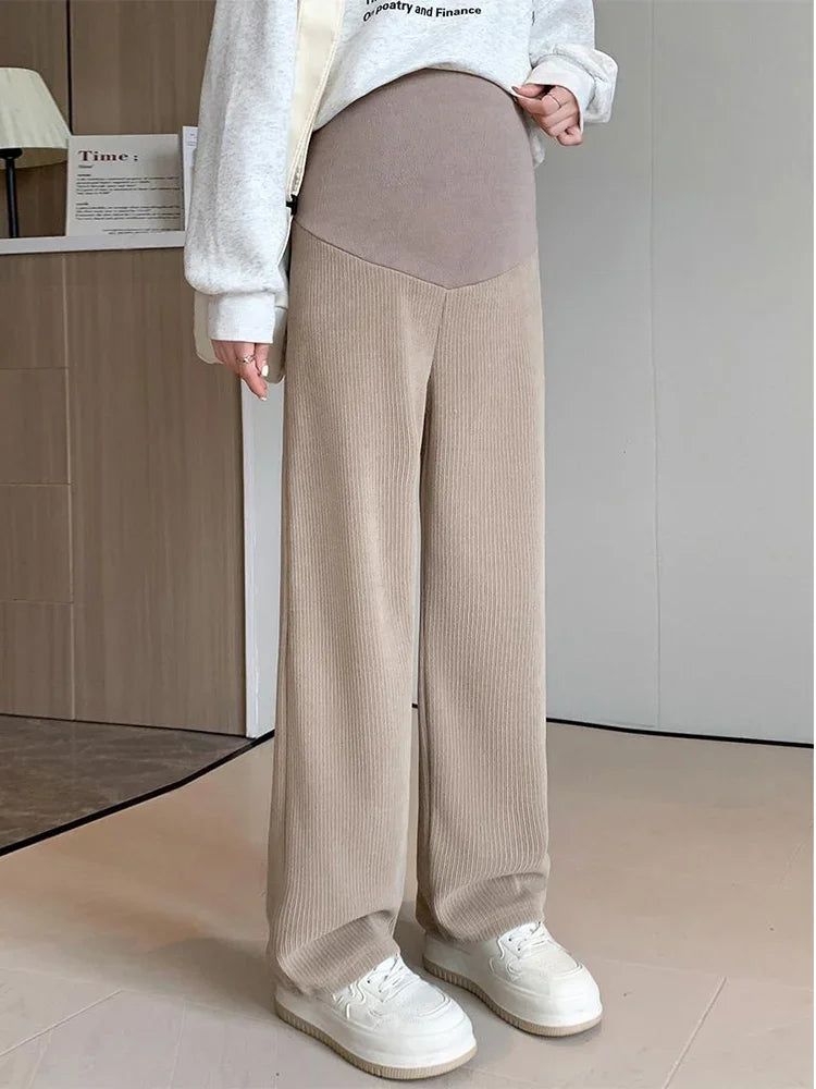 Pantalon maternité jambe large Mybooni — Taille haute décontracté femme enceinte