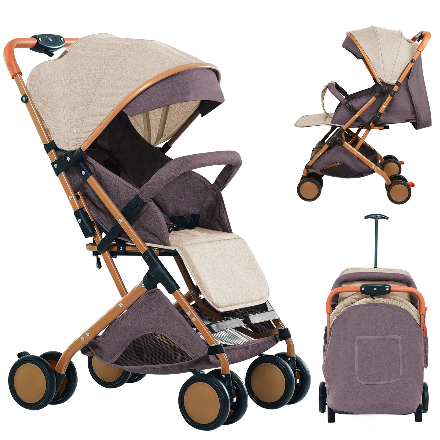 Poussette avec moustiquaire jusqu'à 20 kg panier rangement 4 roues pliable