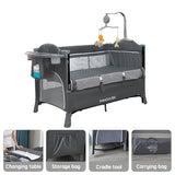 Lit bébé multifonction 0-6 ans Mybooni — Berceau table à langer pliable sans montage