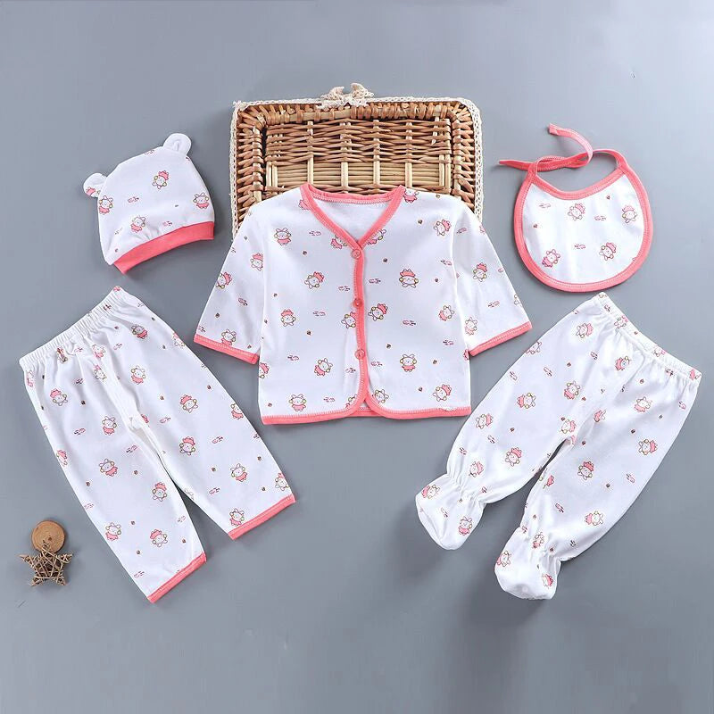 Coffret sous-vêtements bébé 5 pièces Bouni — Haut, pantalons, bavoir et bonnet