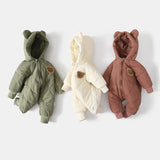 Combinaison hiver bébé fourrure intérieure - grenouillère ourson chaud 0-12 mois