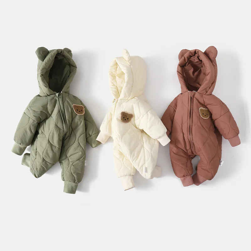 Grenouillère bébé hiver fourrure Mybooni — Motif ours dessin animé