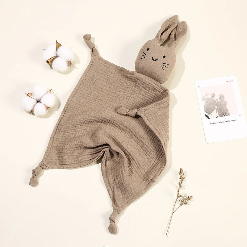 Doudou chat en mousseline coton pour nouveau-né