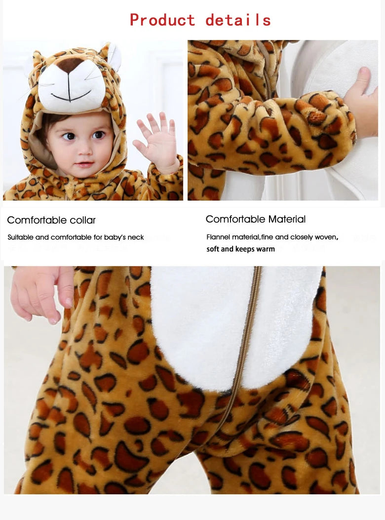 Combinaison pyjama bébé flanelle cartoon - grenouillère licorne/lapin/dinosaure animal