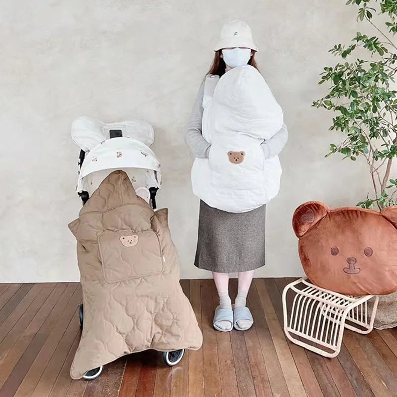 Cape de portage bébé Bouni — Capuche couverture chaude 80×85 cm