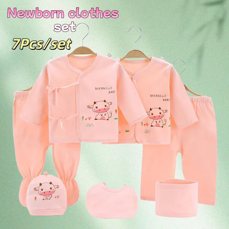 Coffret bébé 7 pièces Bouni — Body cartoon manches longues, pantalon et bonnet