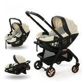 Poussette rose 4-en-1 avec nacelle siège auto de luxe pliable livraison EU