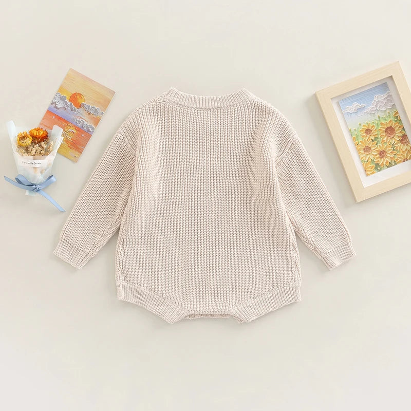 Combinaison tricot nouveau-né printemps-automne - grenouillère pull casual garçon fille 0-2 ans
