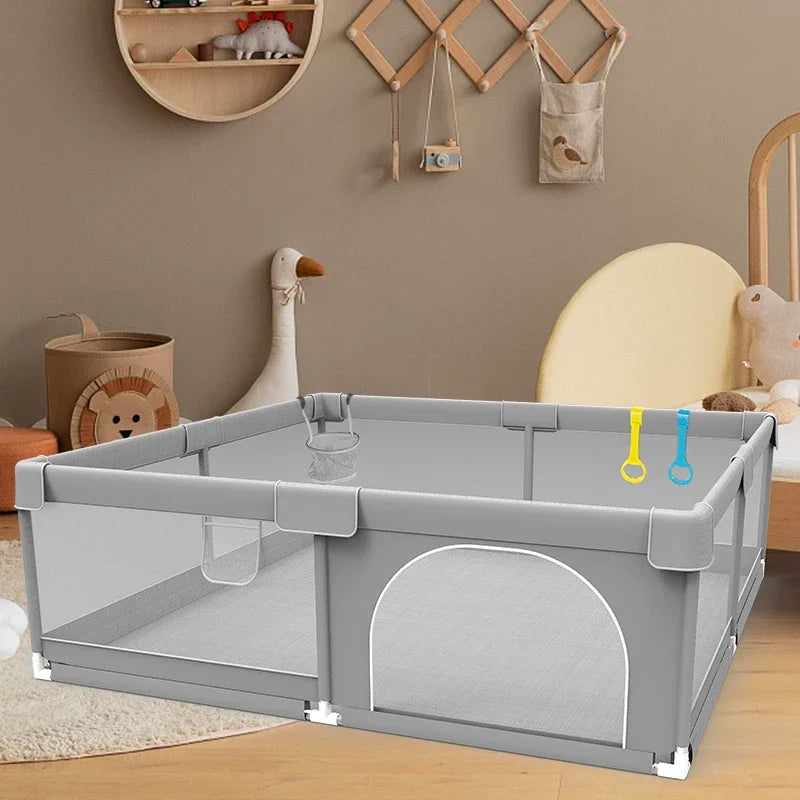 Parc bébé IMBABY gris clair - enclos bébé aire de jeux barrière sécurité enfant ball box