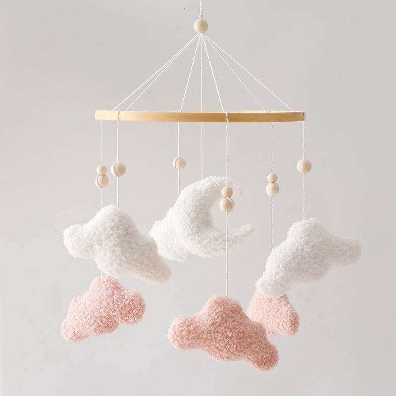 Mobile lit bébé bois feutrine ours cartoon - carillon musical avec support berceau