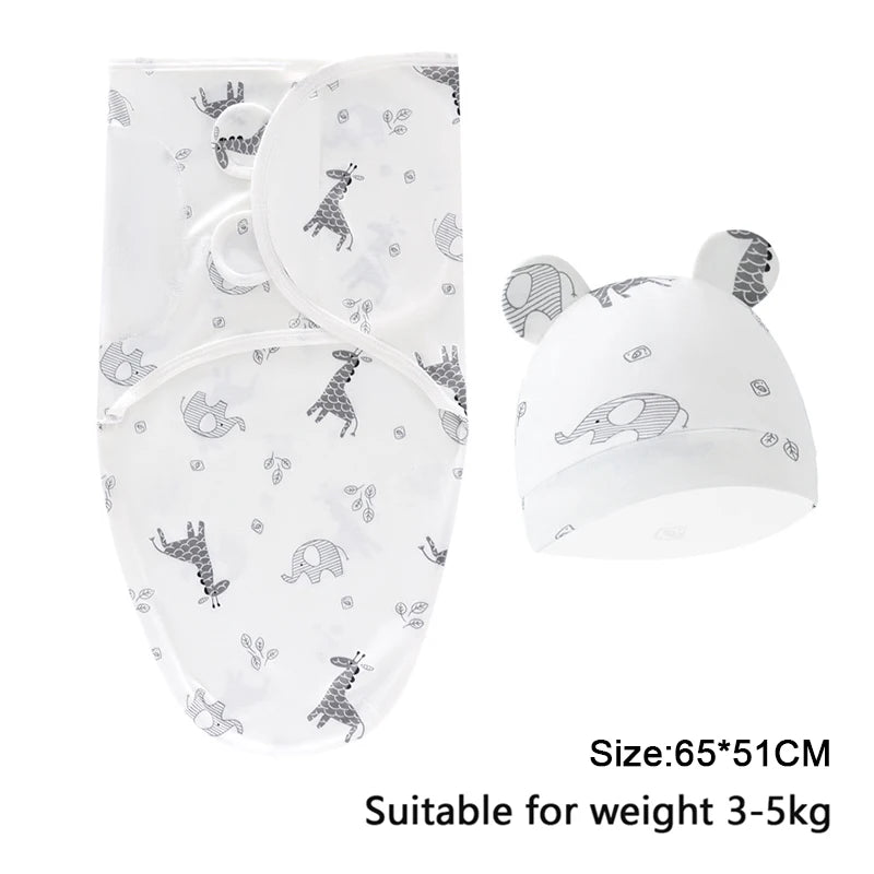Ensemble couverture et bonnet pour nouveau-né en coton 0-6 mois