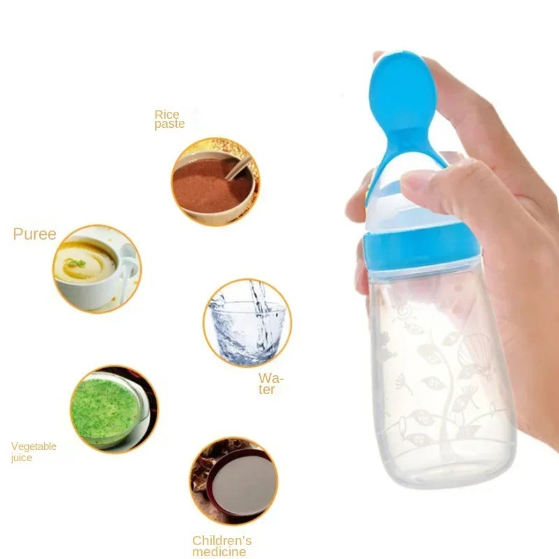 Biberon bébé avec cuillère silicone souple - outil alimentation complémentaire nourrisson toddler