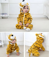 Combinaison pyjama bébé flanelle cartoon - grenouillère licorne/lapin/dinosaure animal
