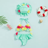 Citgeett Summer Infant Girls Swimsuits Flower H — vue face | Bouni