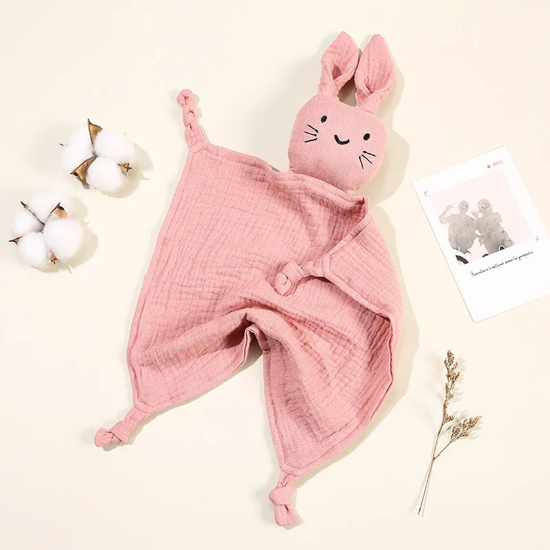 Doudou chat mignon bébé Mybooni — Mousseline coton bavoir apaisement sommeil