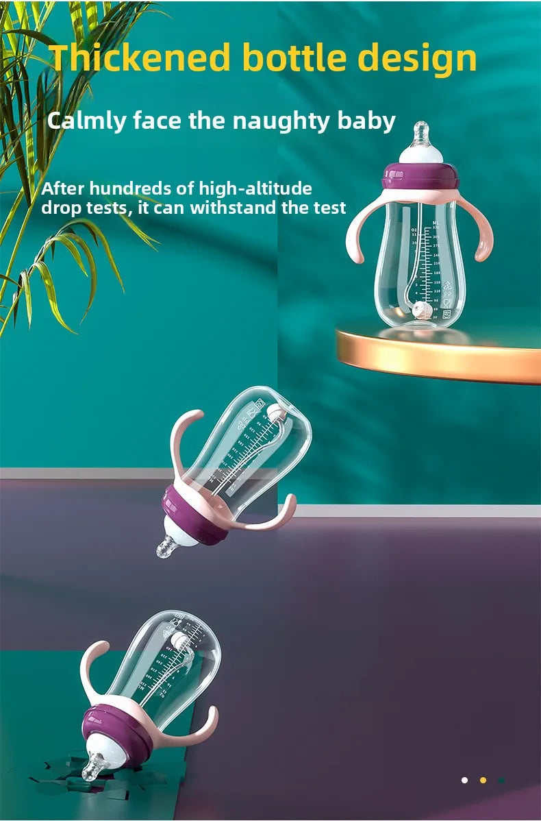 Biberon anti-coliques col large avec bille gravité et tétine silicone