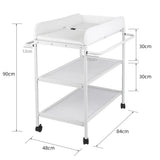 Table à langer 48 cm 4 roulettes Mybooni — 2 étagères ceinture de sécurité