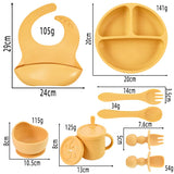 Set vaisselle bébé silicone sans BPA Mybooni — Bol ventouse assiette tasse couverts