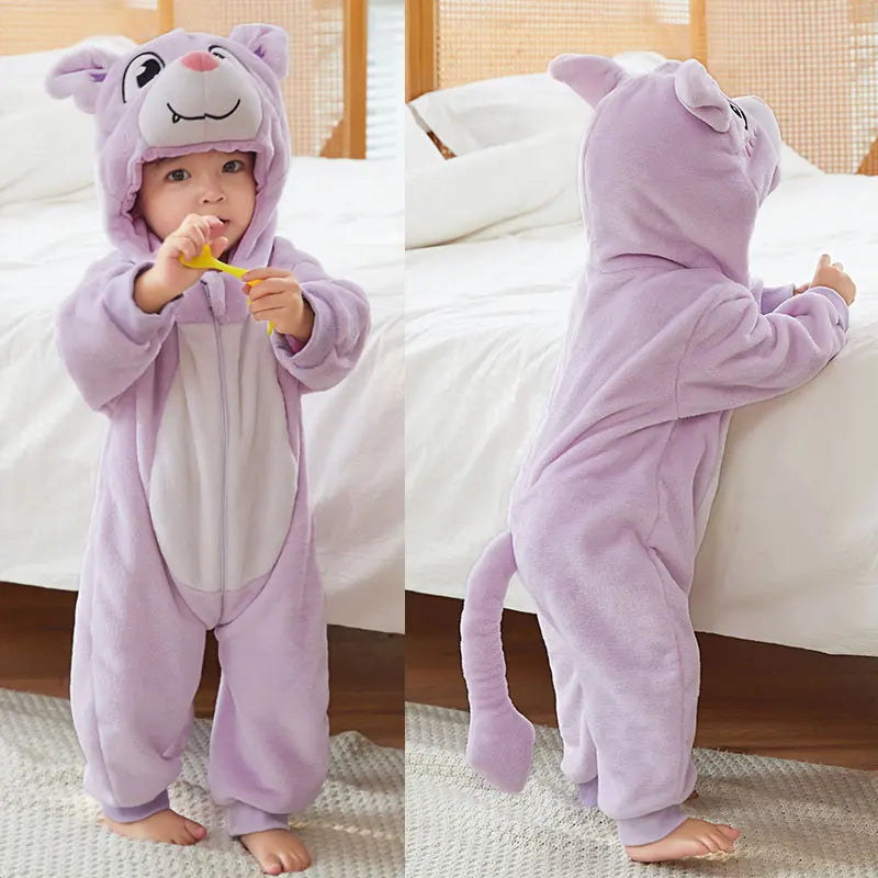 Pyjama combinaison polaire Mybooni — Motif licorne, lapin et dinosaure