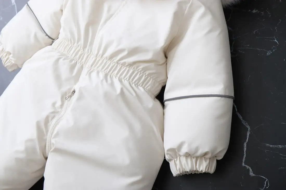 Combinaison ski bébé hiver capuche fourrure - grenouillère coupe-vent épaisse garçon/fille