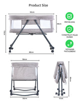 Lit de voyage bébé pliable avec matelas et roulettes silencieuses - cododo XYT-001