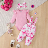 Ensemble 2 pièces bébé fille Bouni | Body rouge manches longues + Pantalon fleurs