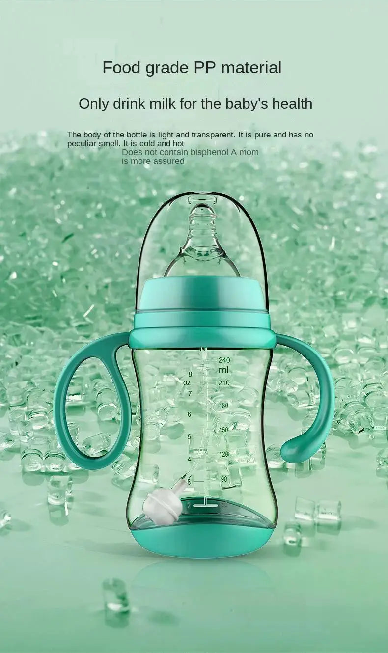Biberon silicone anti-chute avec paille et poignée isolante