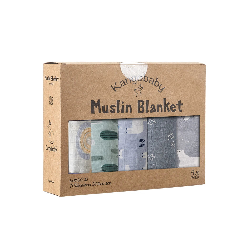Lot 5 langes multifonctions bébé Bouni — Coton bambou certifié