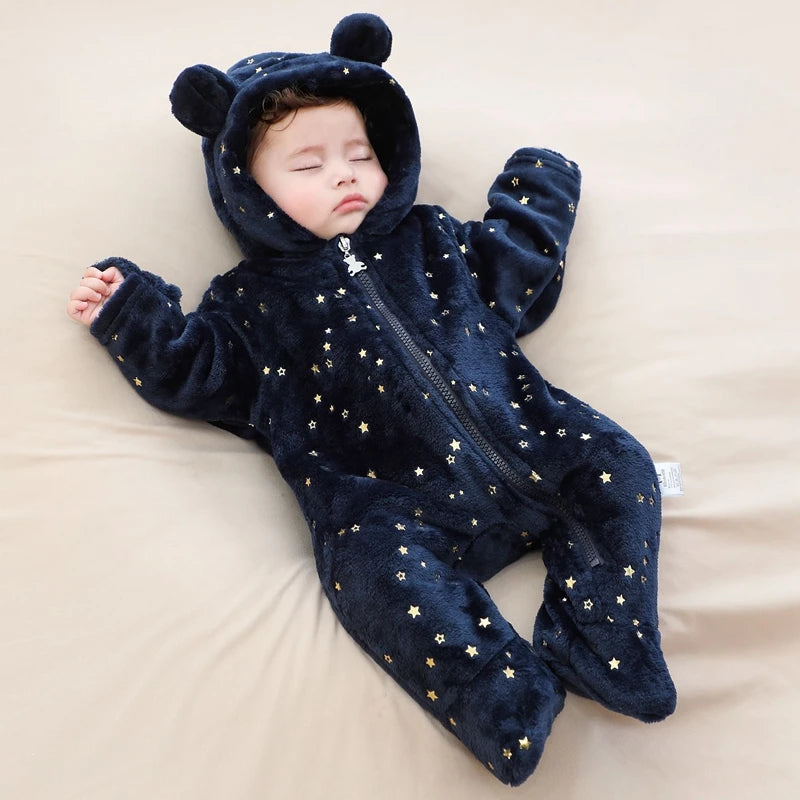 Grenouillère bébé flanelle douce chaude - combinaison imprimée cartoon automne-hiver 0-19 mois