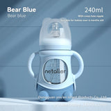 Biberon verre col large Bouni — Manchon silicone tétine anti-colique