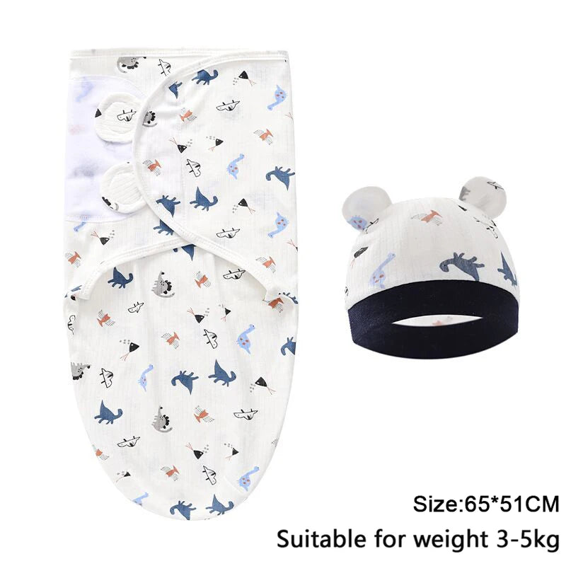 Ensemble couverture et bonnet pour nouveau-né en coton 0-6 mois