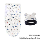 Ensemble couverture et bonnet pour nouveau-né en coton 0-6 mois