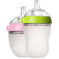 Lot 2 biberons bébé sans BPA silicone vert/rose - biberon enfant 5 oz et 8 oz