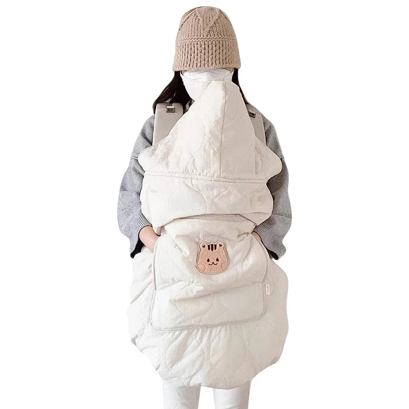 Cape de portage bébé Bouni — Capuche couverture chaude 80×85 cm