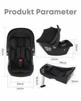 Siège auto i-Size Isofix Mybooni — Léger avec auvent solaire