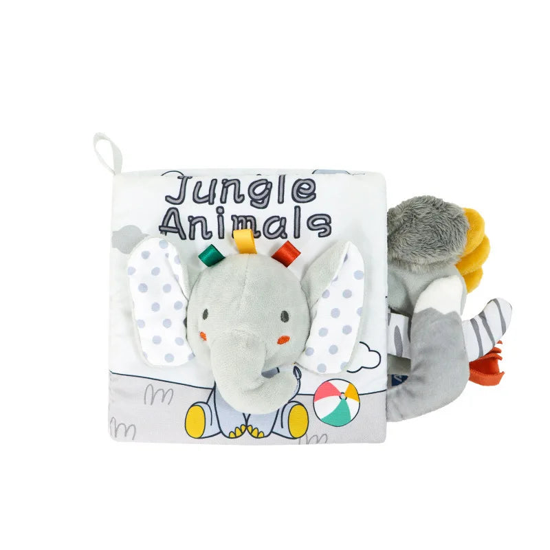 Livre tissu sensoriel 3D bébé Mybooni — Hochet contraste élevé animaux 0-12M