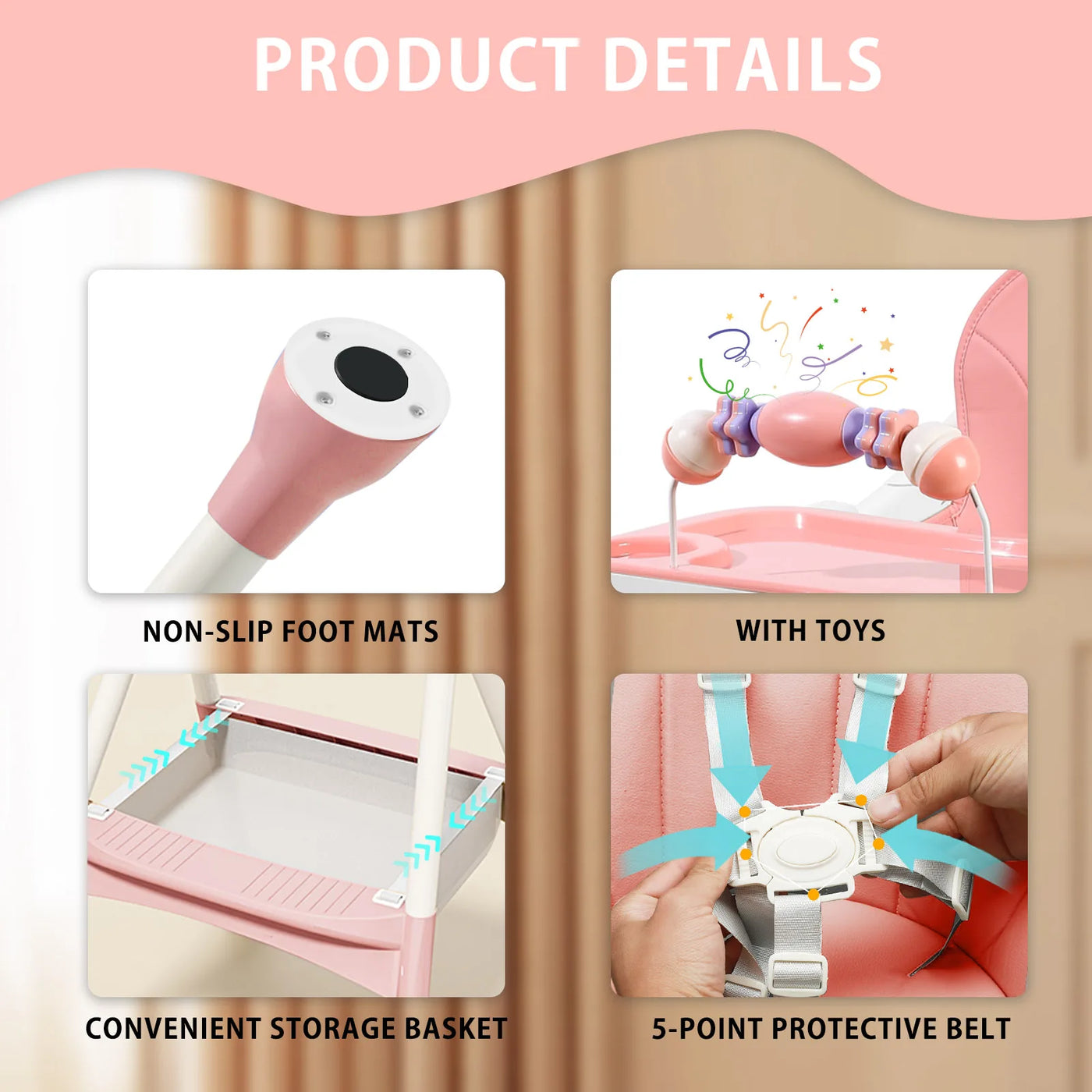 Chaise haute bébé convertible portable double plateau et barre jouets