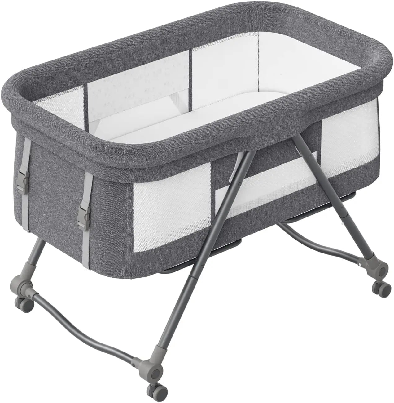 Lit de voyage bébé Mybooni — Matelas roulettes silencieuses berceau convertible