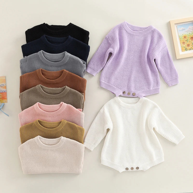 Barboteuse tricot bébé Mybooni | Pull manches longues — Garçon & Fille 0-2 ans