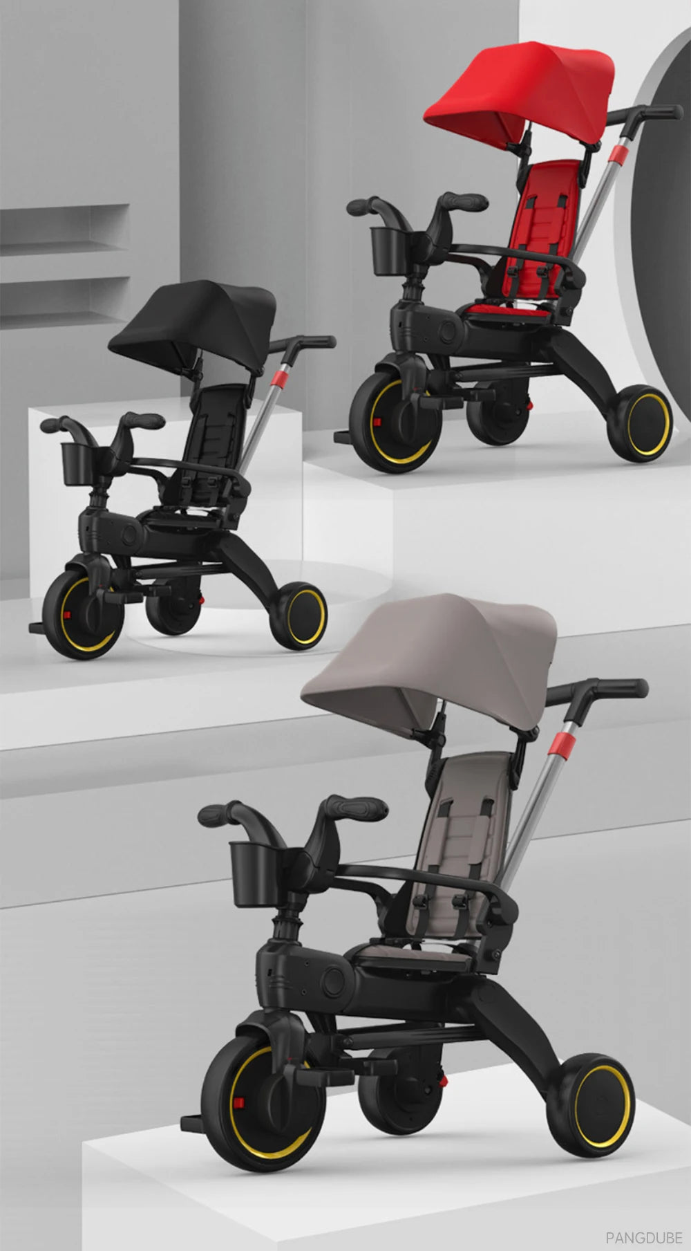 Poussette PANGDUBE pliable 6,8 kg légère tricycle bébé 1-6 ans