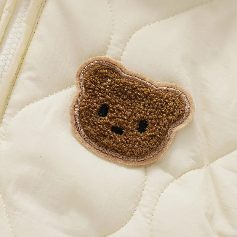 Grenouillère bébé hiver fourrure Mybooni — Motif ours dessin animé